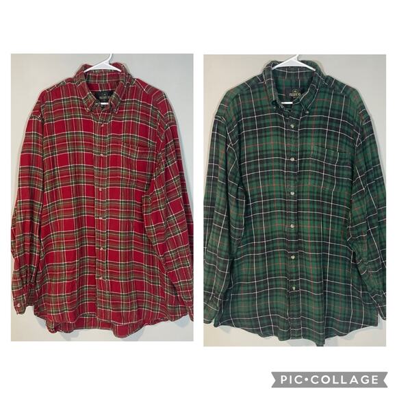 Red Head Lot of 2 Button Down Shirt Mens XLT Red Green Plaid Long Sleeve Flannel - Picture 1 of 13